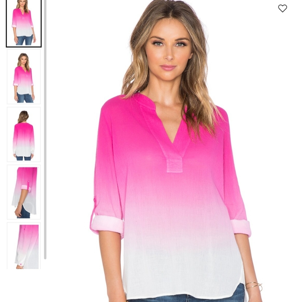 Diane Von Furstenberg Esti Ombre Gauze Pink Tunic Top size 8